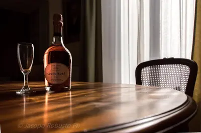 a bottle of wine sitting on a table with a glass at Sant'Ivo Apartments in Rome