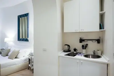 a living room with a couch and a sink at Aureliana Luxury Apartments in Rome