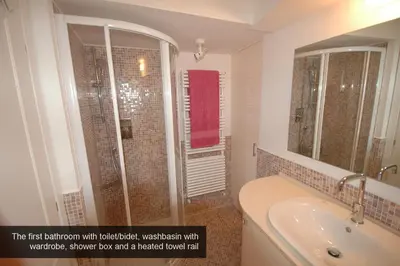 a bathroom with a tub and a sink and a shower at HISTORICAL CENTER ROME NAVONA AC 2 ROOMS HOLY DOOR VATICAN 5 MINUTES ON WALk in Rome