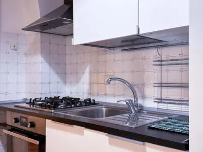 a kitchen with a sink and a stove at Vatican Charming Suite in Rome