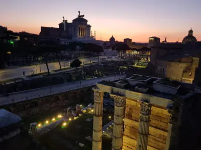a view of a city at night at Residenza Maritti Decò Style- Guesthouse in Rome