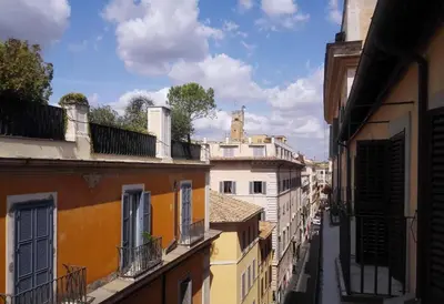a view of an alley in a city with buildings at Casa Minerva Al Pantheon in Rome