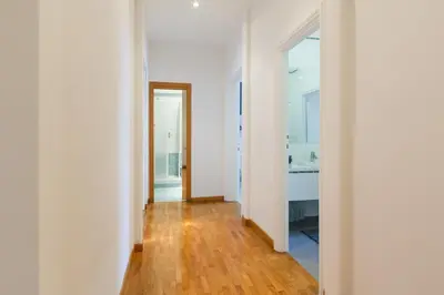 an empty hallway with a bathroom and a sink at Domus Mari in Rome