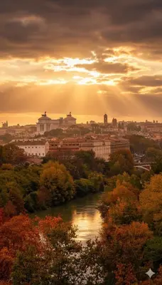 a view of the city of vienna at sunset at Terrace with Tiber View - Trastevere in Rome