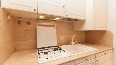 a kitchen with a stove and a sink at Rental in Rome - Gambero Suite in Rome