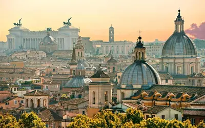 a view of a city with domes and buildings at Beautiful designer apartment close to Pantheon in Rome