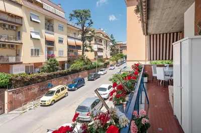 a view of a city street with cars parked at Roma Chic Flat Monte Mario in Rome