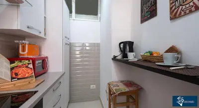 a kitchen with a counter with a microwave on it at L'Olimpo di Estia in Rome