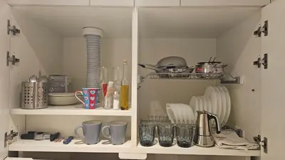 a cupboard filled with lots of kitchen utensils at Ponte della musica Teatro Olimpico in Rome