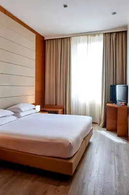a bedroom with a large bed and a television at Occidental Aurelia in Rome