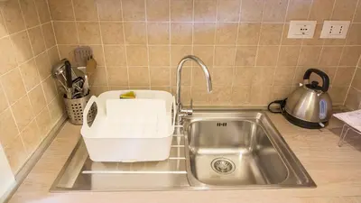 a kitchen counter with a sink with a slicer in it at Leutari Suite in Rome