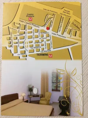 a floor plan of a living room with a map at Albergo Enrica in Rome