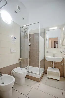 a bathroom with a shower and a toilet and a sink at Domus Palatina in Rome