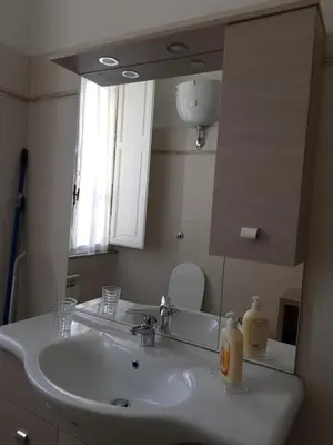 a bathroom with a sink and a mirror at San Pietro house in Rome