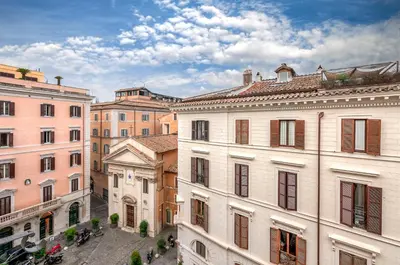 an aerial view of buildings in a city at Pantheon Luxury House in Rome