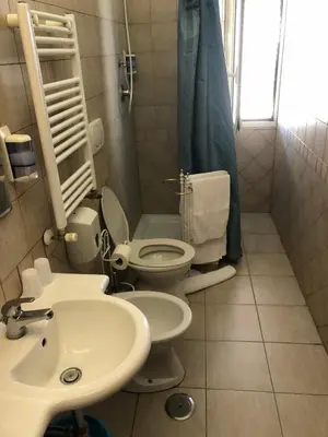 a bathroom with a toilet and a sink at Hotel Bolognese in Rome