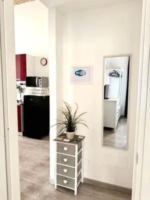 a room with a mirror and a table with a plant on it at CasualSuiteMachiavelli in Rome