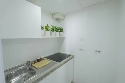 a kitchen with a sink and some plants on a shelf at SuityRHome RioneMonti37 in Rome