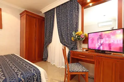 a hotel room with a tv and a bed at Adorasuite B&B in Rome