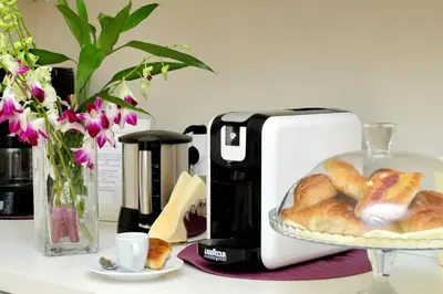a toaster sitting on a counter with bread on a plate at Guest House Amaranto Romano in Rome