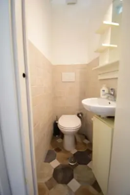 a small bathroom with a toilet and a sink at Le Rondini a Roma in Rome