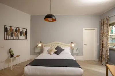 a bedroom with a large white bed with pillows at Vatican 84 in Rome
