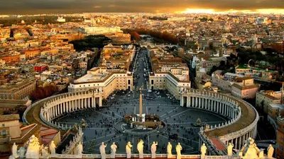 an aerial view of the city of paris at sunset at Monserrato Apartment in Rome