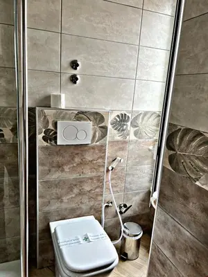 a bathroom with a toilet and a shower at In the Center by Local Domus in Rome