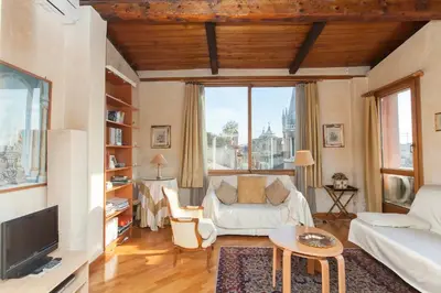 a bathroom with a shower and a toilet and a sink at Amazing panoramic artist's loft Spanish Steps in Rome