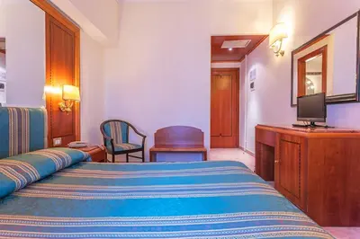 a hotel room with a bed and a television at Raeli Hotel Lux in Rome