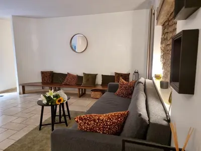a living room with a couch and a table at Pantheon, Campo de fiori mini garden in Rome