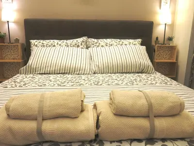 a bedroom with a large bed with two pillows at Pisetzky-Spadaro Apartments - Vegezio Roma in Rome