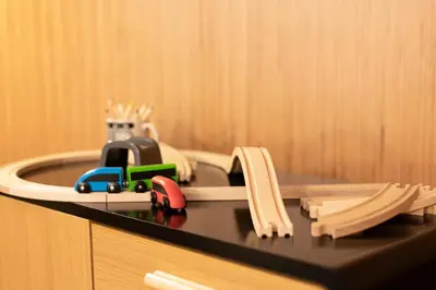 a toy train on top of a cabinet at Casa Frisi in Rome