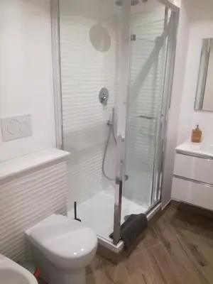 a bathroom with a shower and a toilet at Appia Garden in Rome