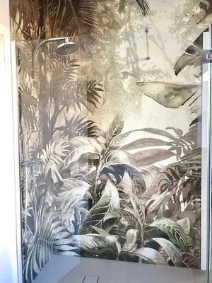 a mural of plants on the wall of a room at Belsiana Luxury Apartment in Rome