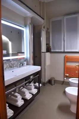 a bathroom with a sink and a toilet at Domus Catone in Rome