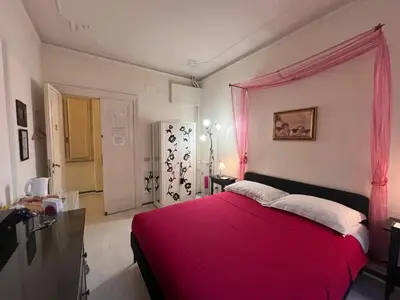 a bedroom with a large bed with a red blanket at B&B DolceVirginia in Rome