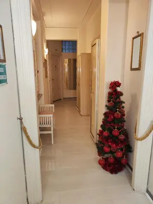 a christmas tree sitting in the middle of a hallway at B&B DolceVirginia in Rome