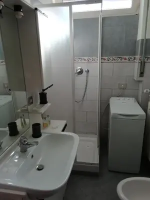 a bathroom with a sink and a shower and a toilet at RomAmoR in Rome