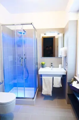 a bathroom with a shower and a sink and a toilet at Domus Fontis in Rome