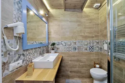 a bathroom with a sink and a toilet at TERRACED APARTMENT - Metro to Vatican & center in Rome