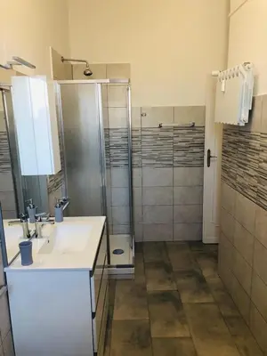 a bathroom with a sink and a shower at Vatican Sofia house in Rome