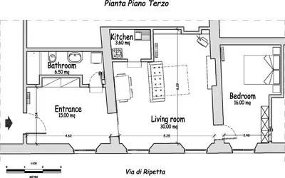 a floor plan of a house at Centro Storico - Piazza di Spagna in Rome