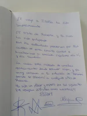 a letter from a friend to his girlfriend at Pietro's house in Rome