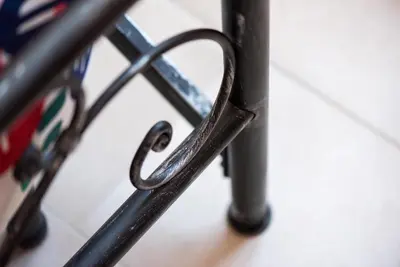 a close up of a metal rail on a table at Circus Maximus n 1-at 400m Metro in Rome