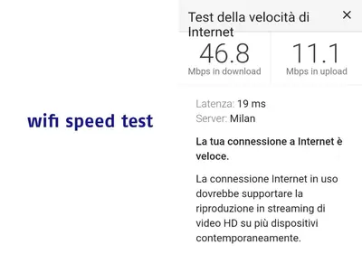 a screenshot of a cell phone screen with the words with speed test and text data at Delizioso appartamento a Campo de' Fiori in Rome
