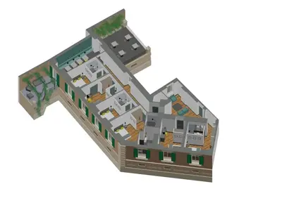 a floor plan of a house at Domus Alberico in Rome