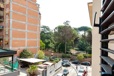 a view of a city street from a building at Kyterion Apartment in Rome