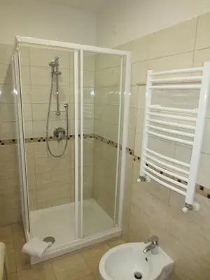 a bathroom with a shower and a sink at B&B Five in Rome