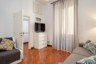 a living room with a couch and a tv at Tizy & Toto's apartment near Vatican in Rome